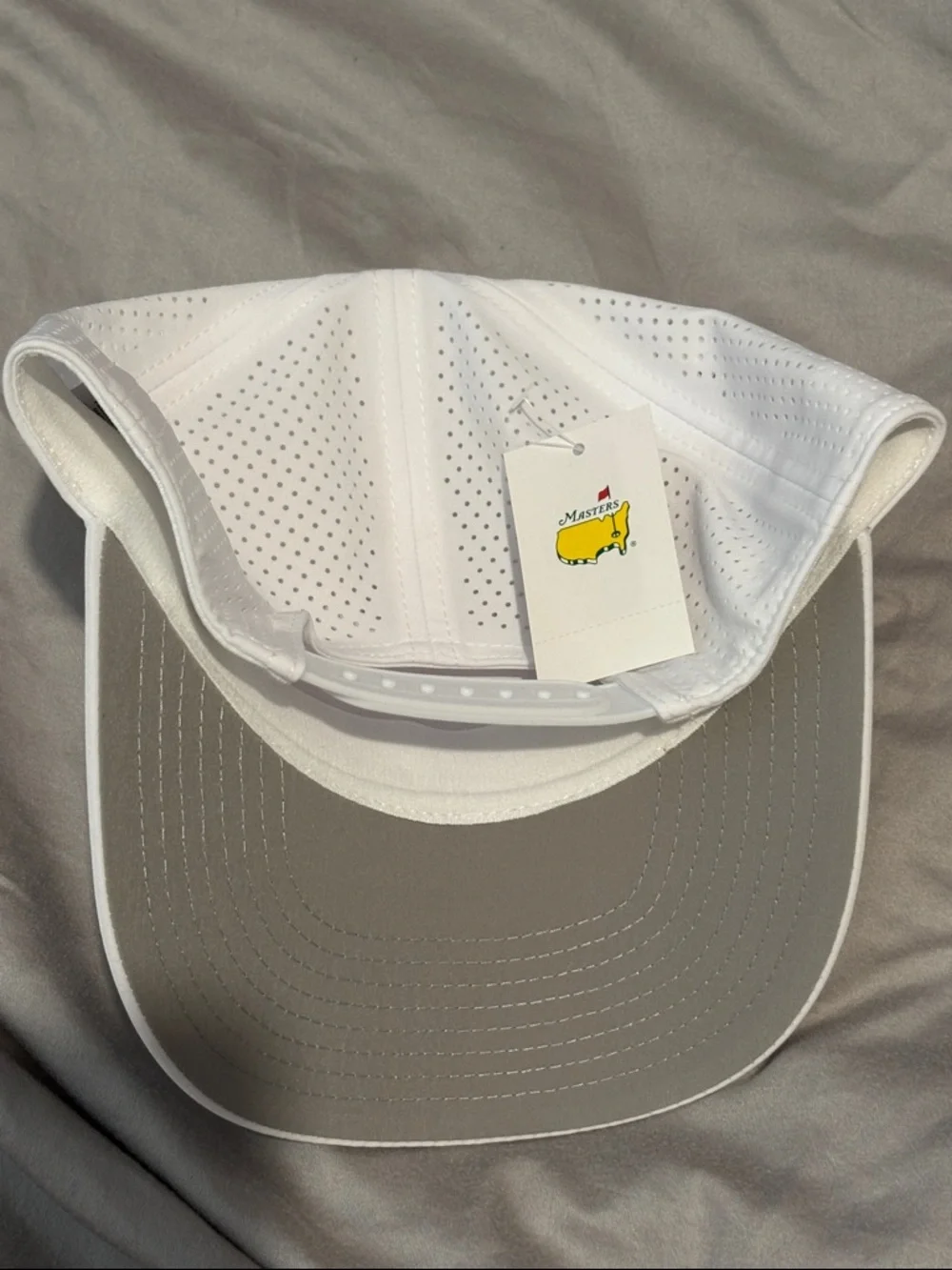 Masters White Pin/Flag Cap with Yellow Logo - Youth size, adjustable back, NWT